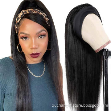 Wholesale Raw Indian Virgin Remy Human Cuticle Aligned Kinky Curly Hair None Lace Wigs For Black Women Glueless Headband Wig